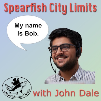 Male Indian with glasses and headset saying, "My name is Bob."